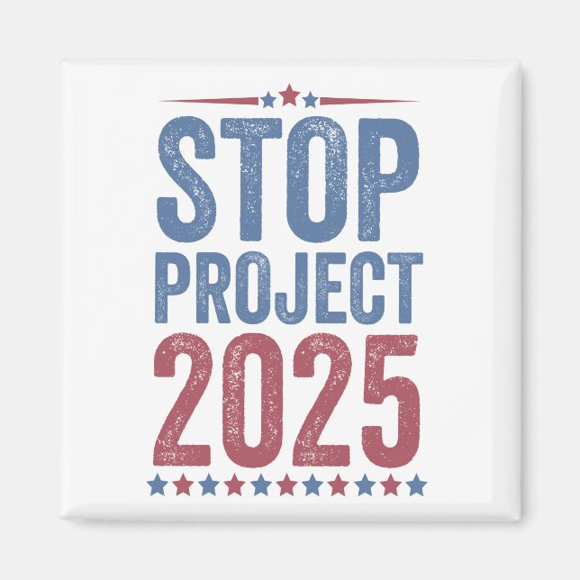 Stop Project 2025 Trump Harris American Patroitic Magnet (Front)
