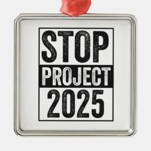 Stop Project 2025 Trump Harris American Patroitic Metal Ornament