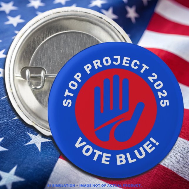 Stop Project 2025 Vote Blue Kamala Harris/Tim Walz 3 Cm Round Badge (Creator Uploaded)