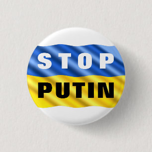 Stop Putin Stop War Button Ukrainian Flag Ukraine