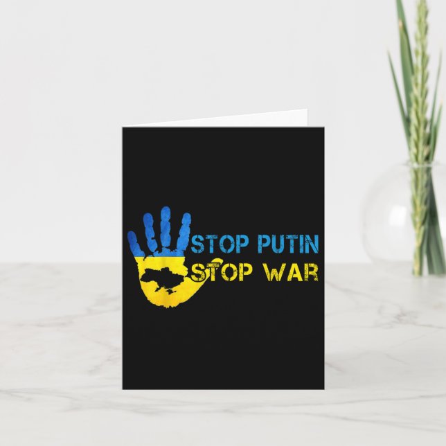 Stop Putin Stop War Support Ukraine I Stand With U Card (Front)