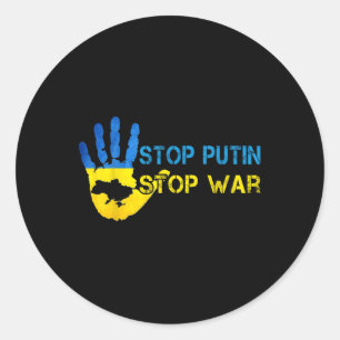 Stop Putin Stop War Support Ukraine I Stand With U Classic Round Sticker