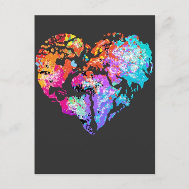 Stop Racism Design Colourful World Heart Symbol Postcard (Front)
