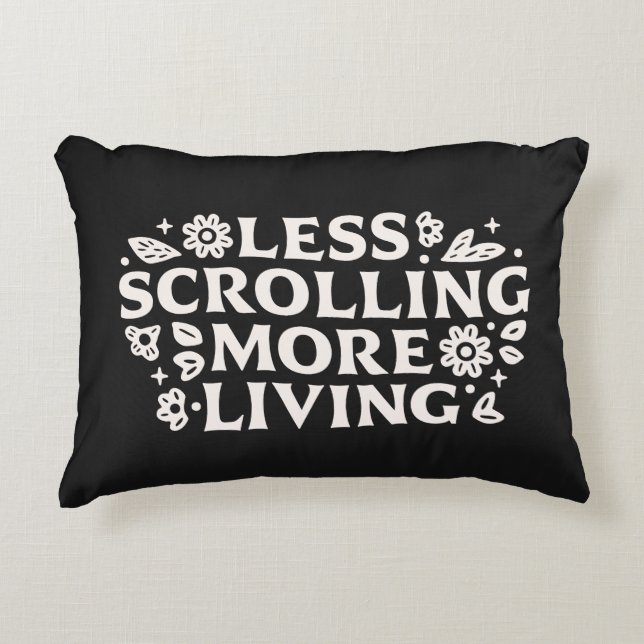 Stop scrolling doomscrolling quotes aesthetic decorative cushion (Front)
