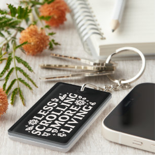 Stop scrolling doomscrolling quotes aesthetic key ring