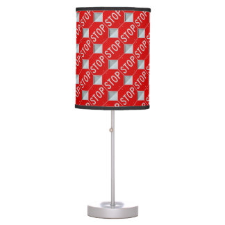 Stop Sign Black / Red  and White Table Lamps