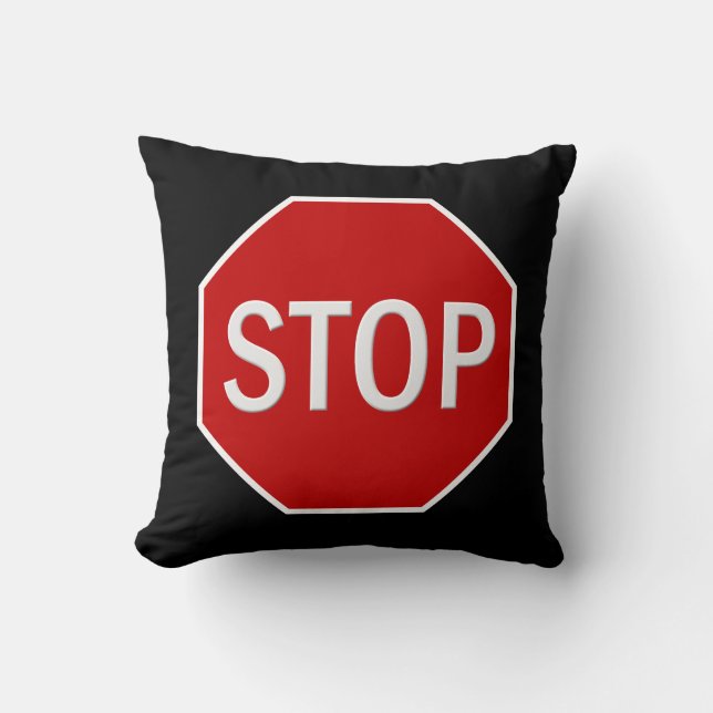 Stop sign cartoon throw pillow (Front)