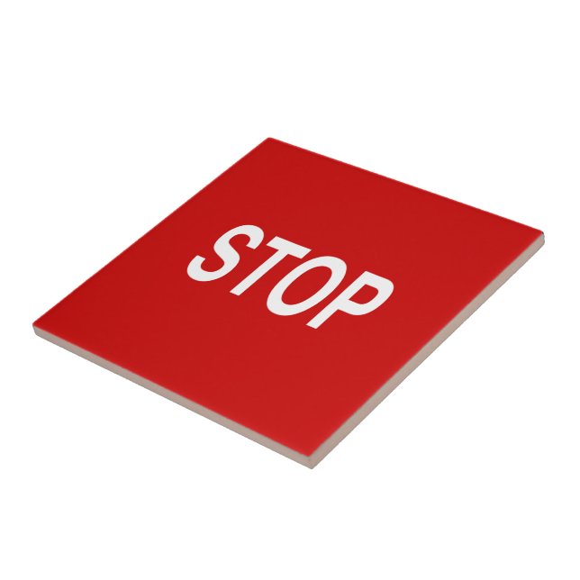 Stop Sign Ceramic Tile (Side)