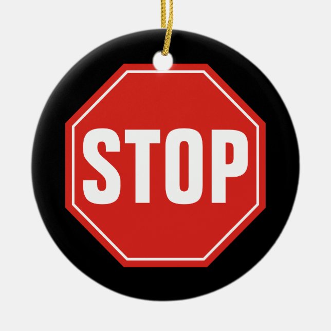 STOP Sign Ceramic Tree Decoration (Front)