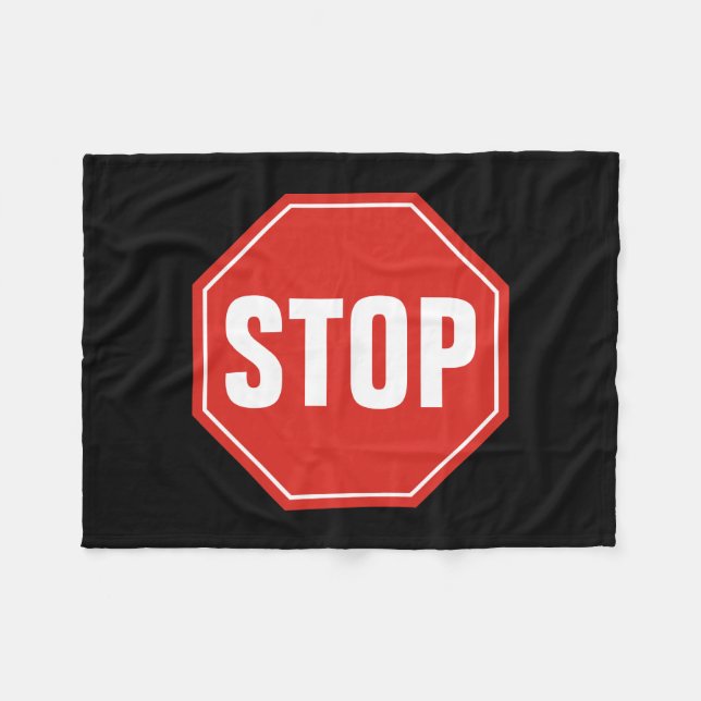 STOP Sign Fleece Blanket (Front (Horizontal))