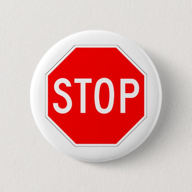 Stop Sign - Highway Hexagon 6 Cm Round Badge (Front)