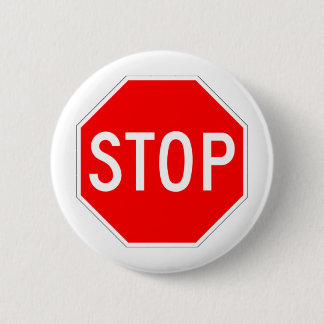 Stop Sign - Highway Hexagon 6 Cm Round Badge