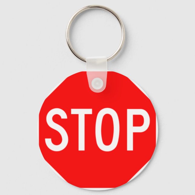 Stop Sign - Highway Hexagon Key Ring (Front)