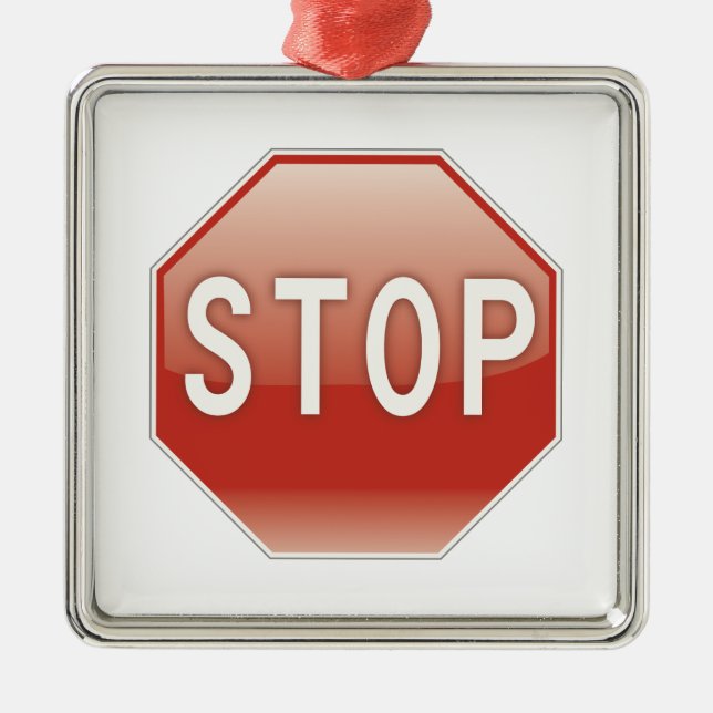 STOP sign Metal Ornament (Front)