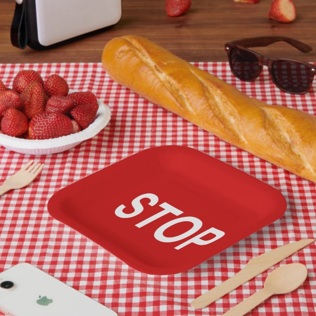 Stop Sign  Paper Plate (Picnic)
