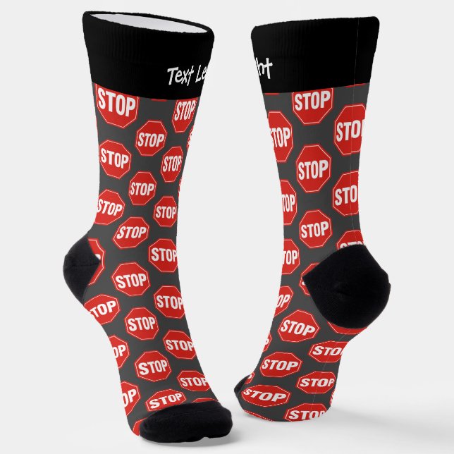 STOP Sign Pattern Socks (Angled)