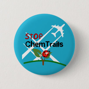 Stop Sign Plane Aerosol Trails LadyBug 6 Cm Round Badge
