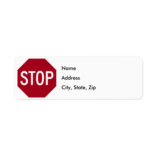 Stop Sign Return Address Label (Front)