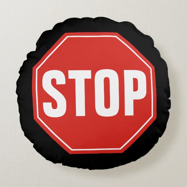 STOP Sign Round Cushion (Front)