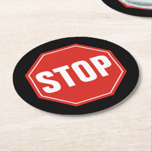 STOP Sign Round Paper Coaster