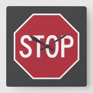 Stop Sign Square Wall Clock