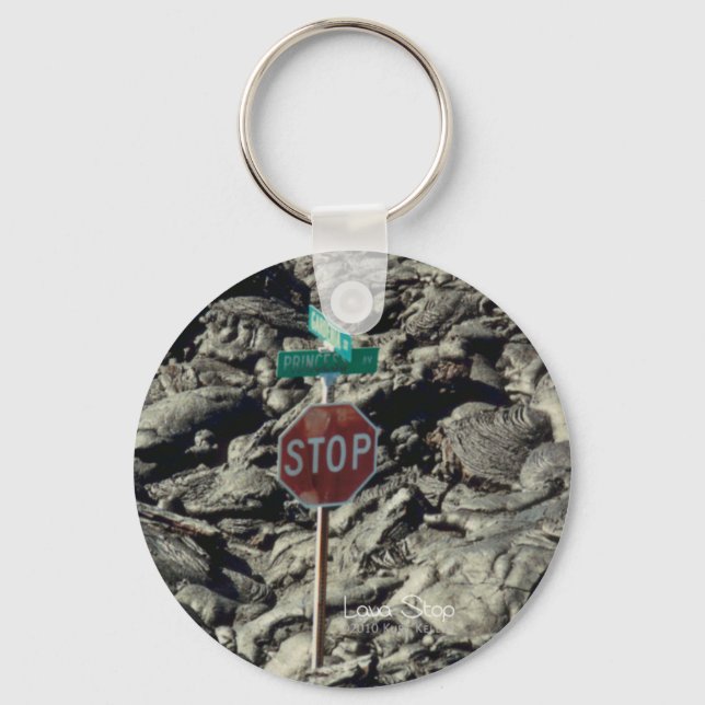 Stop Sign Stuck in Lava Photo Key Ring (Front)
