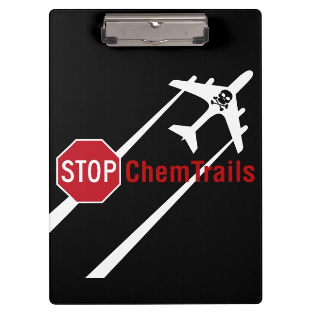 Stop Sign White Chemtrails Plane Death Skull Clipboard (Front)