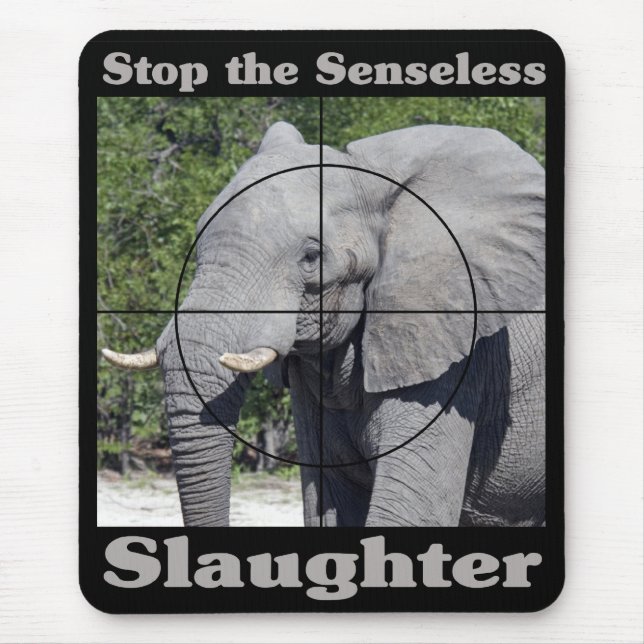 Stop Slaughter-Elephant Mouse Pad (Front)