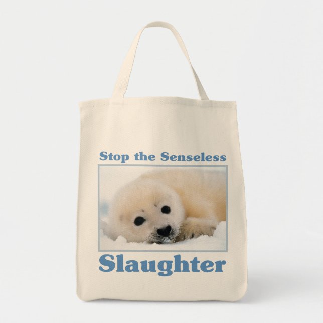 Stop slaughter-seals tote bag (Front)