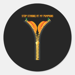 Stop staring at my halloween pumpkin classic round sticker