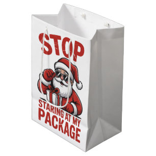 Stop Staring At My Package Snarky Christmas Santa Medium Gift Bag