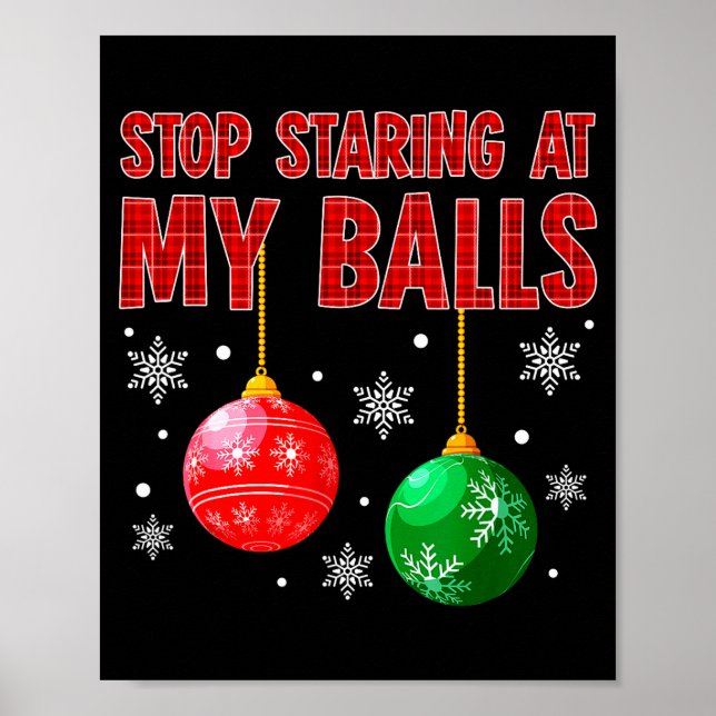 Stop Staring At My Red Plaid Ugly Sweater Couple  Poster (Front)