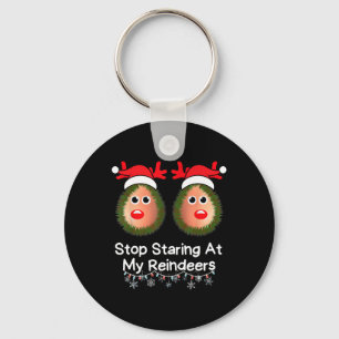 Stop Staring At My Reindeers Funny Christmas Gag X Key Ring