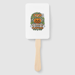 Stop Staring Pumpkins Halloween Ghosts Bats_1 Hand Fan