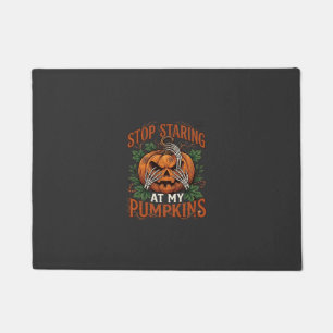 Stop Staring Pumpkins Halloween Skeleton Hands_1 Doormat