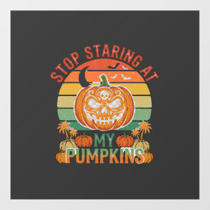 Stop Staring Pumpkins Halloween Skull Retro Sunset