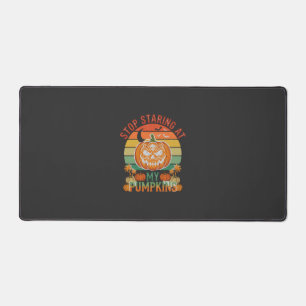 Stop Staring Pumpkins Halloween Skull Retro Sunset Desk Mat