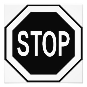 Stop Symbol Sign - Black on White