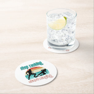 Stop Tackling Start Playing Round Paper Coaster