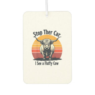 Stop the Car I See Fluffy Cow Retro Highland Cow Air Freshener