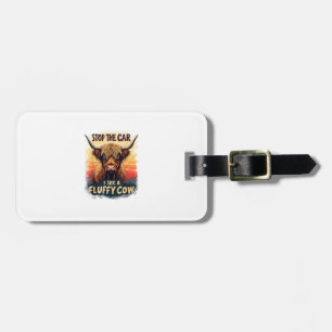 Stop The Car I See Fluffy Cow Retro Highland Cow p Luggage Tag