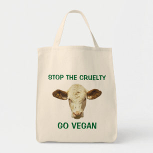 STOP THE CRUELTY GO VEGAN GROCERY BAG