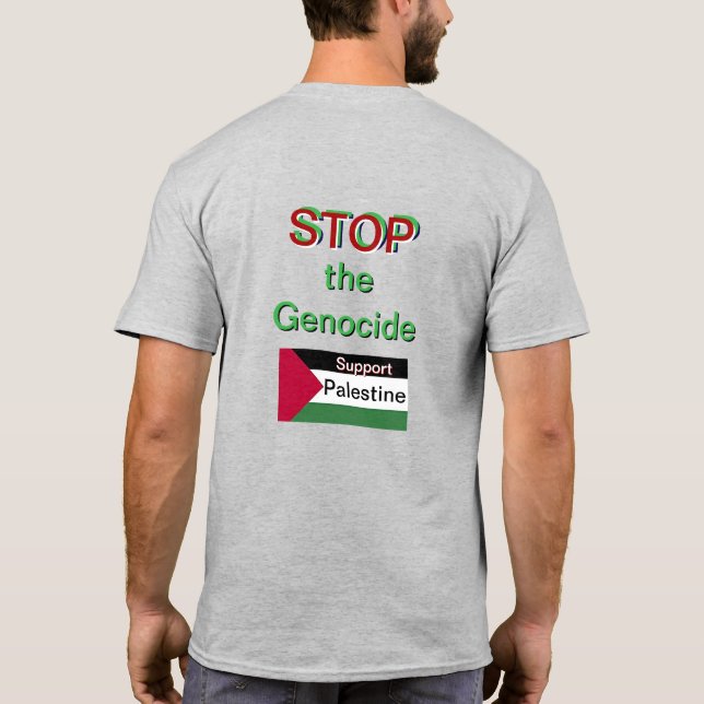 “Stop the Genocide”Men's Basic T-Shirt (Back)