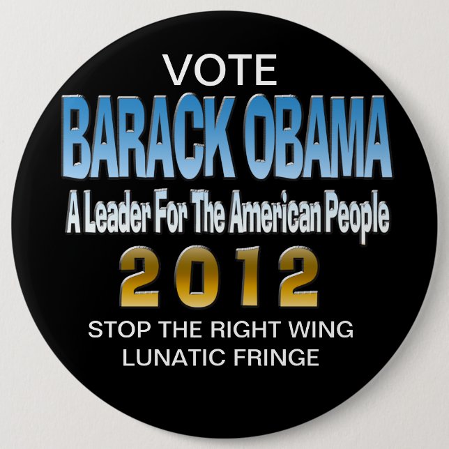 STOP THE LUNATIC FRINGE 6 CM ROUND BADGE (Front)