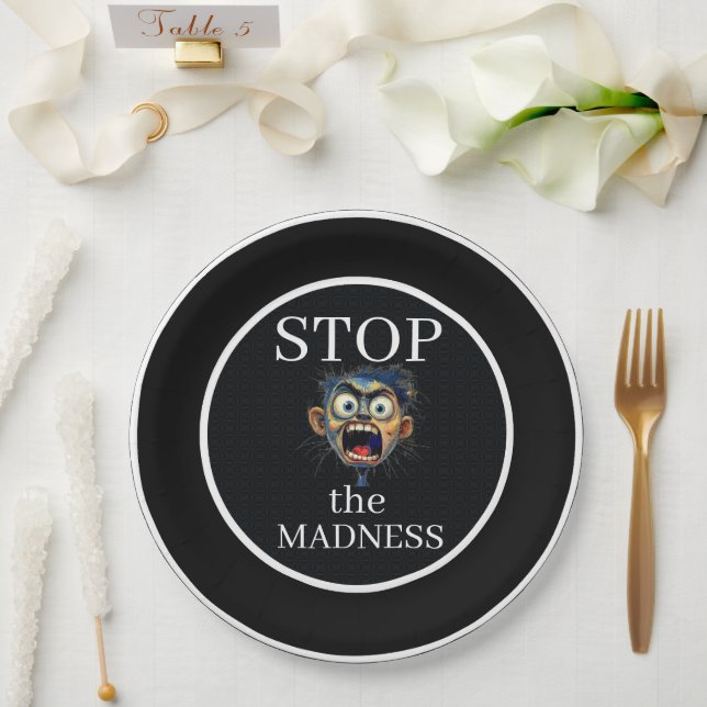 Stop the Madness Paper Plate (Wedding)