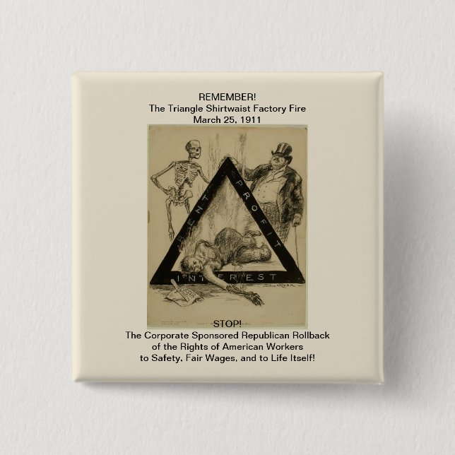 Stop the Republican Rollback of Workers Rights! 15 Cm Square Badge (Front)