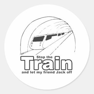 stop the train classic round sticker