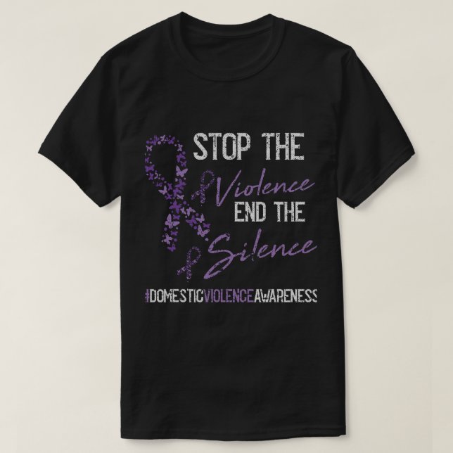 Stop The Violence Domestic Violence Awareness Ribb T-Shirt (Design Front)