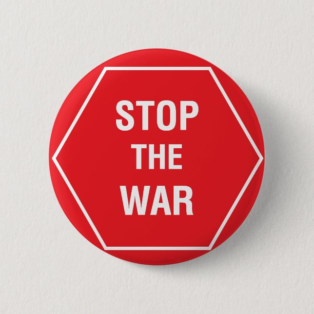 STOP THE WAR 6 CM ROUND BADGE (Front)