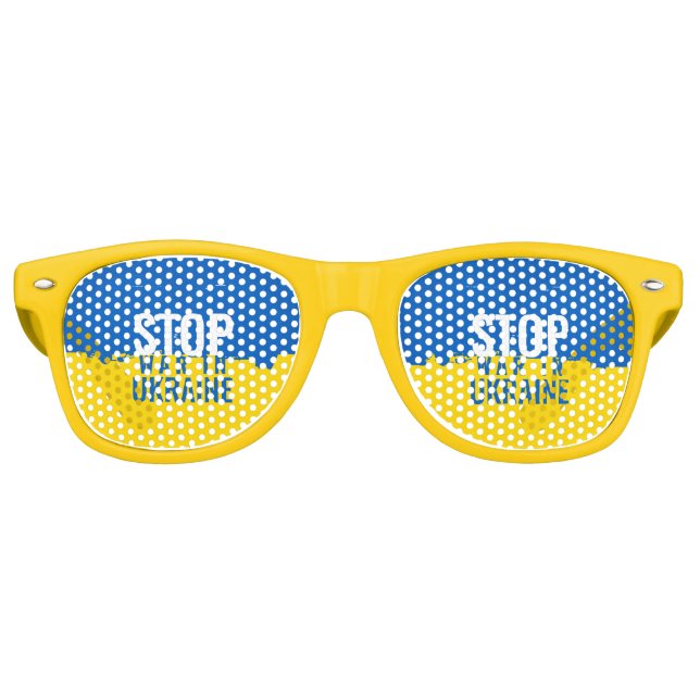 Stop the War in Ukraine. Support Ukraine.  Retro Sunglasses (Front)